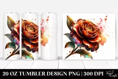 Shiny Camellia Tumbler Sublimation Clipart Product Image 1