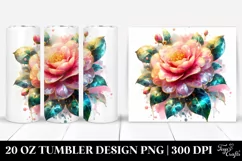 Shiny Camellia Tumbler Sublimation Clipart Product Image 1
