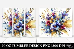 Vibrant Abstract Bouquet with Gold Foil | 20 Oz Tumbler Product Image 1