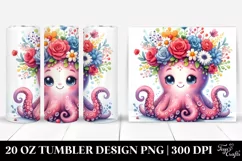 Cartoon-Style Octopus Sitting | 20 oz Tumbler. Product Image 1