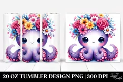 Cartoon-Style Octopus Sitting | 20 oz Tumbler. Product Image 1
