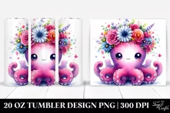 Cartoon-Style Octopus Sitting | 20 oz Tumbler. Product Image 1