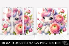 Sweet Baby Unicorn with Ranunculus | 20 oz Tumbler Product Image 1