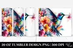 Artistic Watercolor Vibrant Hummingbird. 20 Oz Tumbler Product Image 1