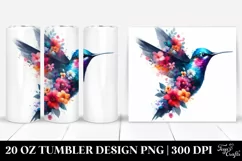 Artistic Watercolor Vibrant Hummingbird. 20 Oz Tumbler Product Image 1