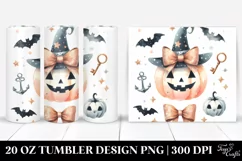 Watercolor Halloween Glitery Bow Tumbler Product Image 1