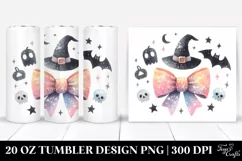 Watercolor Halloween Glitery Bow Tumbler Product Image 1