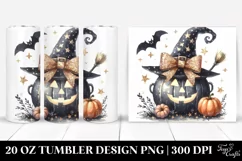 Watercolor Halloween Glitery Bow Tumbler Product Image 1