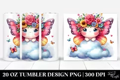 Cute Cartoon-Style Watercolor Butterfly, 20 Oz Tumbler Product Image 1