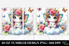 Cute Cartoon-Style Watercolor Butterfly, 20 Oz Tumbler Product Image 1