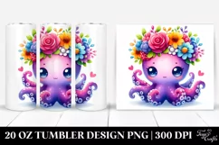 Cute Cartoon-Style Watercolor Octopus, 20 Oz Tumbler Product Image 1