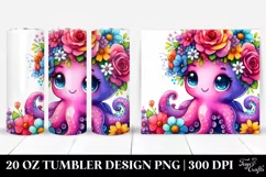 Cute Cartoon-Style Watercolor Octopus, 20 Oz Tumbler Product Image 1