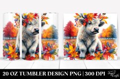 Colorful Watercolor Baby Highland Cow. 20 Oz Tumbler Design Product Image 1