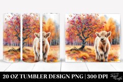 Colorful Watercolor Baby Highland Cow. 20 Oz Tumbler Design Product Image 1