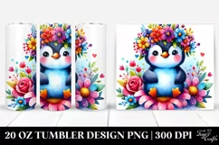 Vibrant Penguin on Flower | 20 oz Tumbler Product Image 1