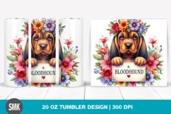 Watercolor Cute Bloodhound Colorful Flowers 20 oz Tumbler Product Image 1