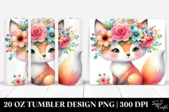 Cute Cartoon-Style Watercolor Fox, 20 Oz Tumbler Product Image 1