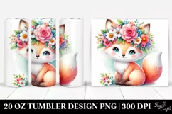 Cute Cartoon-Style Watercolor Fox, 20 Oz Tumbler Product Image 1