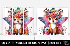 Vibrant Cartoon Deer with Flower Crown 20 Oz Tumbler Product Image 1