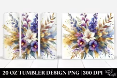 Vibrant Abstract Bouquet with Gold Foil | 20 Oz Tumbler Product Image 1