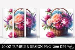 Colorful Watercolor Peonies Zinnia Tumbler Product Image 1
