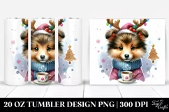 Cute Enthusiastic Collie with Tea Cup PNG Product Image 1