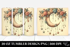 Vibrant Half Moon with Stars and Flowers | 20 oz Tumbler Product Image 1