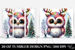 Expressive Baby Owl with Reindeer Horns PNG Product Image 1