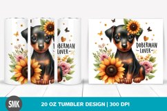 Watercolor Cute Doberman Pinscher Sunflower 20 oz Tumbler Product Image 1