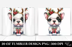 Expressive Bulldog with Reindeer Horns PNG Product Image 1