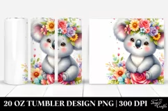 Cartoon Koala Flower Crown | 20 oz Tumbler Product Image 1