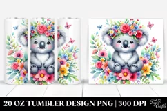 Cartoon Koala Flower Crown | 20 oz Tumbler Product Image 1