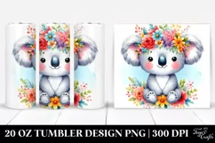 Cartoon Koala Flower Crown | 20 oz Tumbler Product Image 1