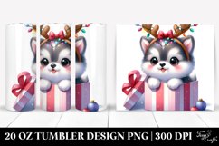 Pastel Siberian Husky with Christmas Lights PNG Product Image 1