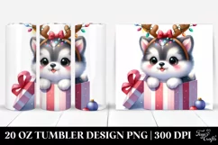 Pastel Siberian Husky with Christmas Lights PNG Product Image 1