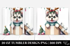 Pastel Siberian Husky with Christmas Lights PNG Product Image 1