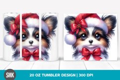 Watercolor Baby Papillon with Santa Hat | 20 oz Tumbler Product Image 1