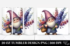 Baby Gnome with Flower Basket PNG Product Image 1