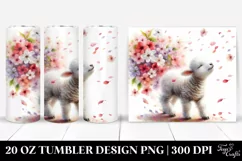 Watercolor Lamb Tumbling with Spring | 20 Oz Tumbler Product Image 1