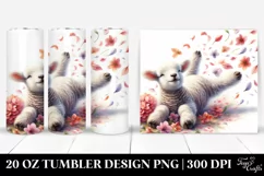 Watercolor Lamb Tumbling with Spring | 20 Oz Tumbler Product Image 1