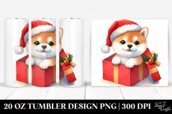 Entertaining Shiba Inu with Santa Hat PNG Product Image 1