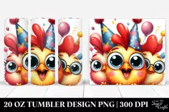 Funny Rooster Chick, Party Hat | 20 Oz Tumbler Product Image 1