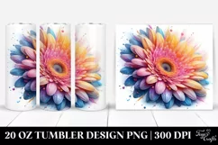 Vibrant Pastel Gerbera -like Watercolor Splash | 20 oz Product Image 1