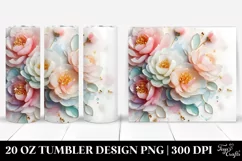 Glossy Abstract Peonies 20 Oz Tumbler Product Image 1