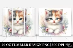 Cute Baby Cat Watercolor Image | 20 oz Tumbler Product Image 1