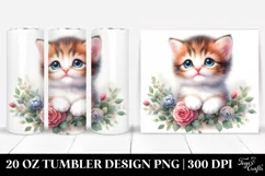 Cute Baby Cat Watercolor Image | 20 oz Tumbler Product Image 1