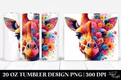 Vibrant Flower Giraffe Abstract. 20 Oz Tumbler Design Product Image 1