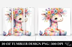 Cute Giraffe with Flower Crown, Transparent 20 Oz Tumbler Product Image 1