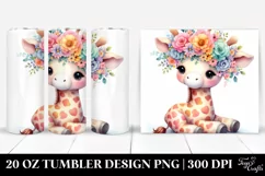 Cute Giraffe with Flower Crown, Transparent 20 Oz Tumbler Product Image 1
