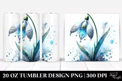 20 Oz Tumbler Sublimation | Snowdrop Watercolor Splash Product Image 1